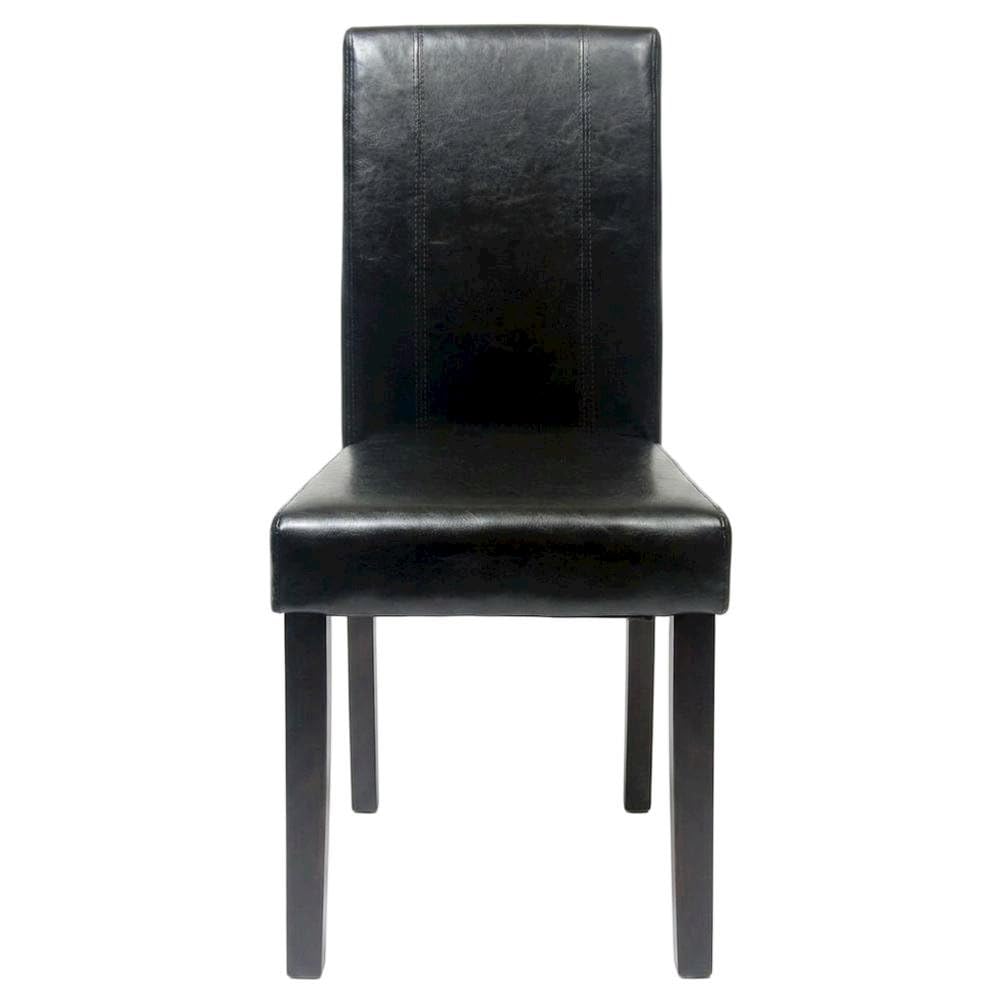 Solid Wood Faux Leather-Upholstered Dining Chairs Set of 2 Black F71460