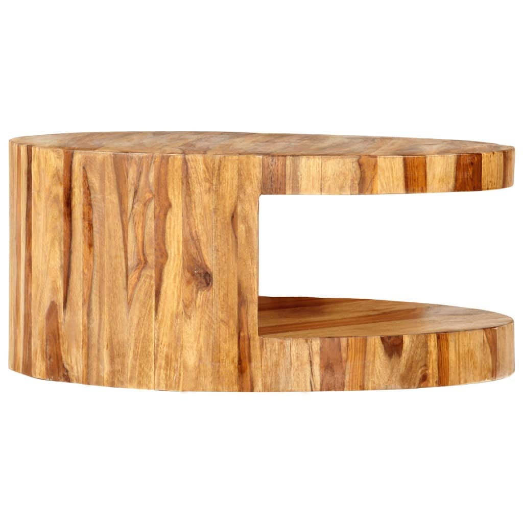 Round Coffee Table 25.6"x11.8" Solid Sheesham Wood Q233