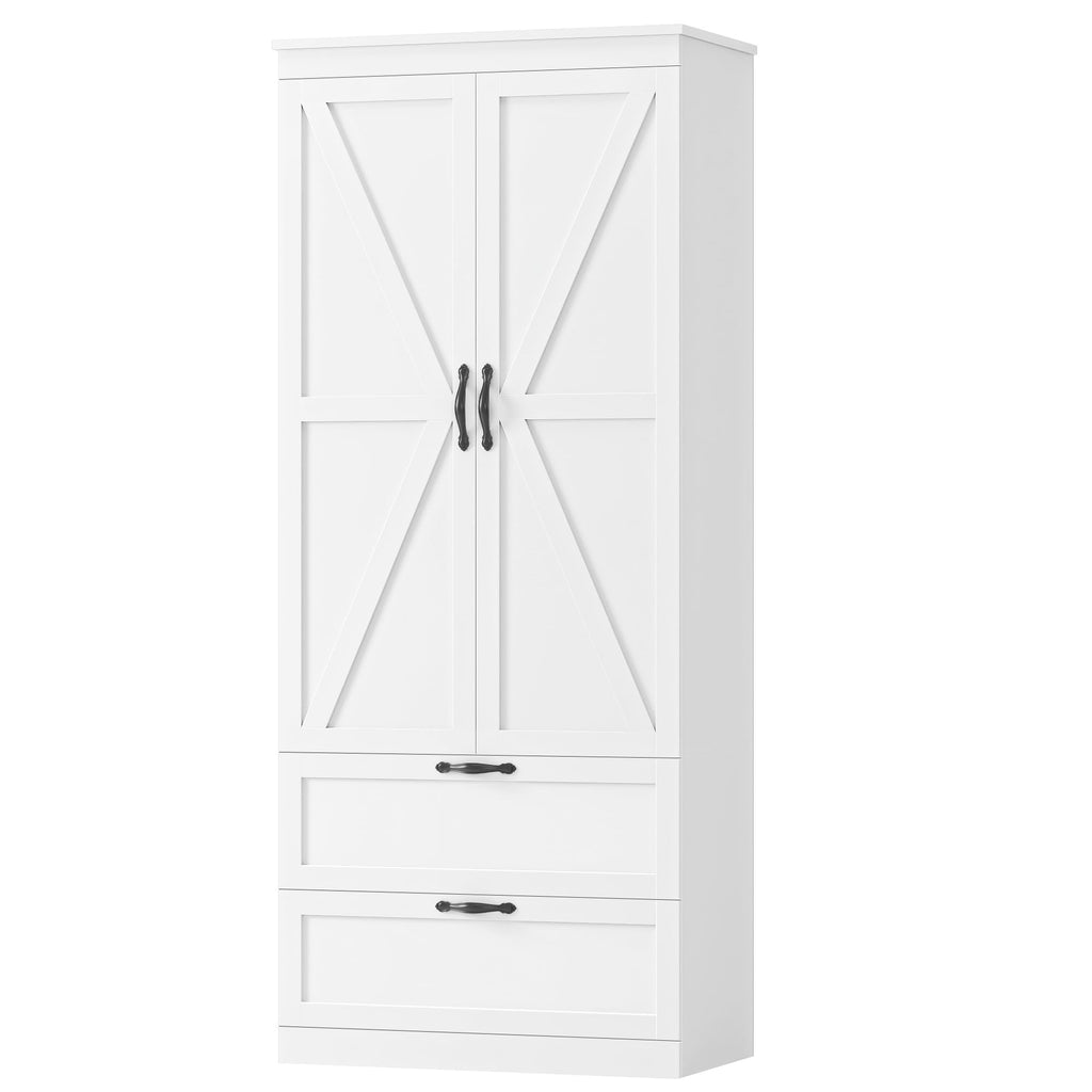 70" White Kitchen Pantry Storage Cabinet H743504