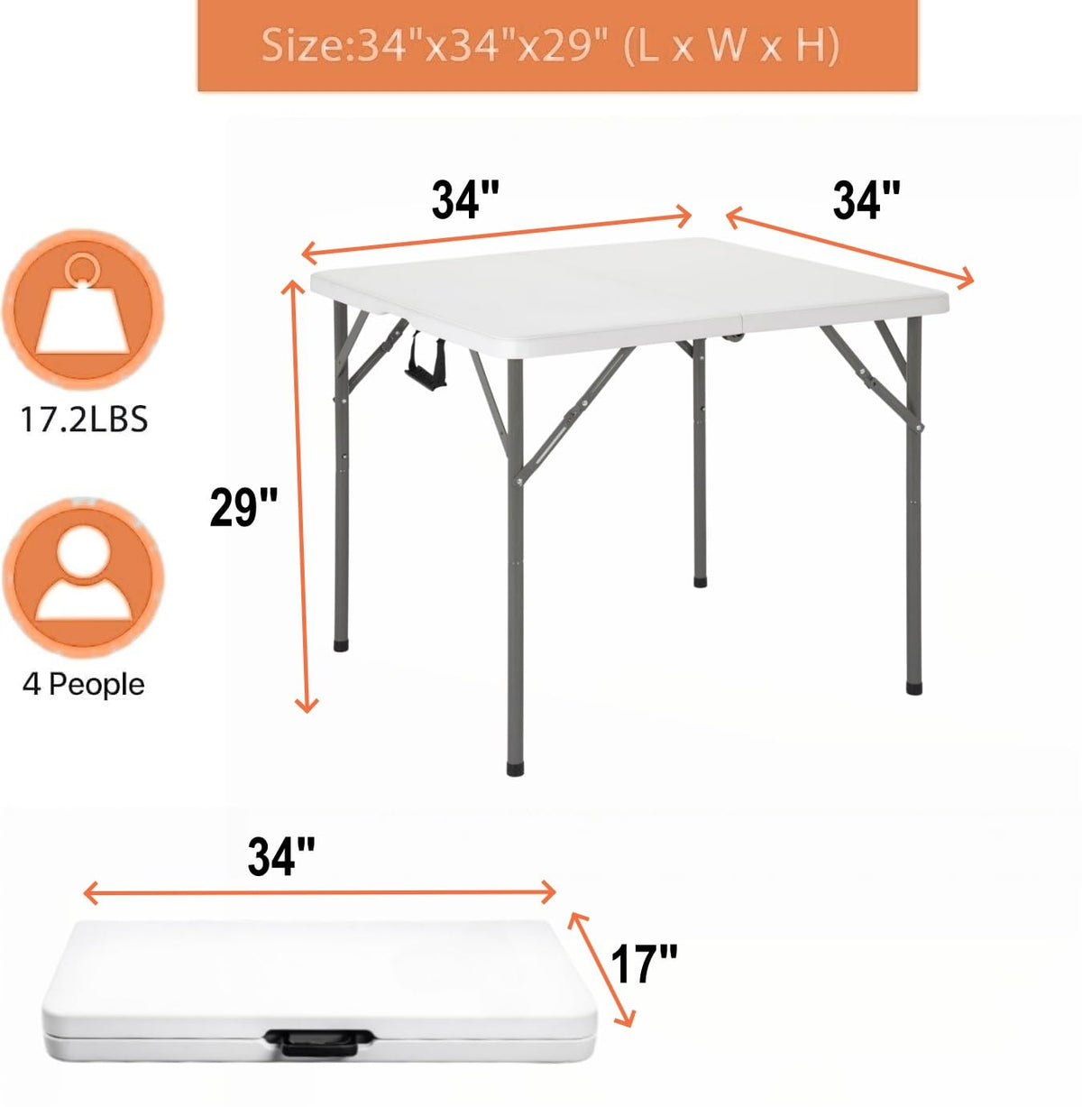 White Square Folding Card Table S9898