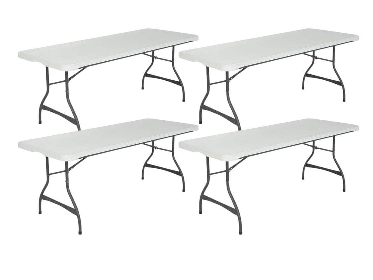 White Granite 6 Foot Stacking Folding Utility Table 4 Pack E11985