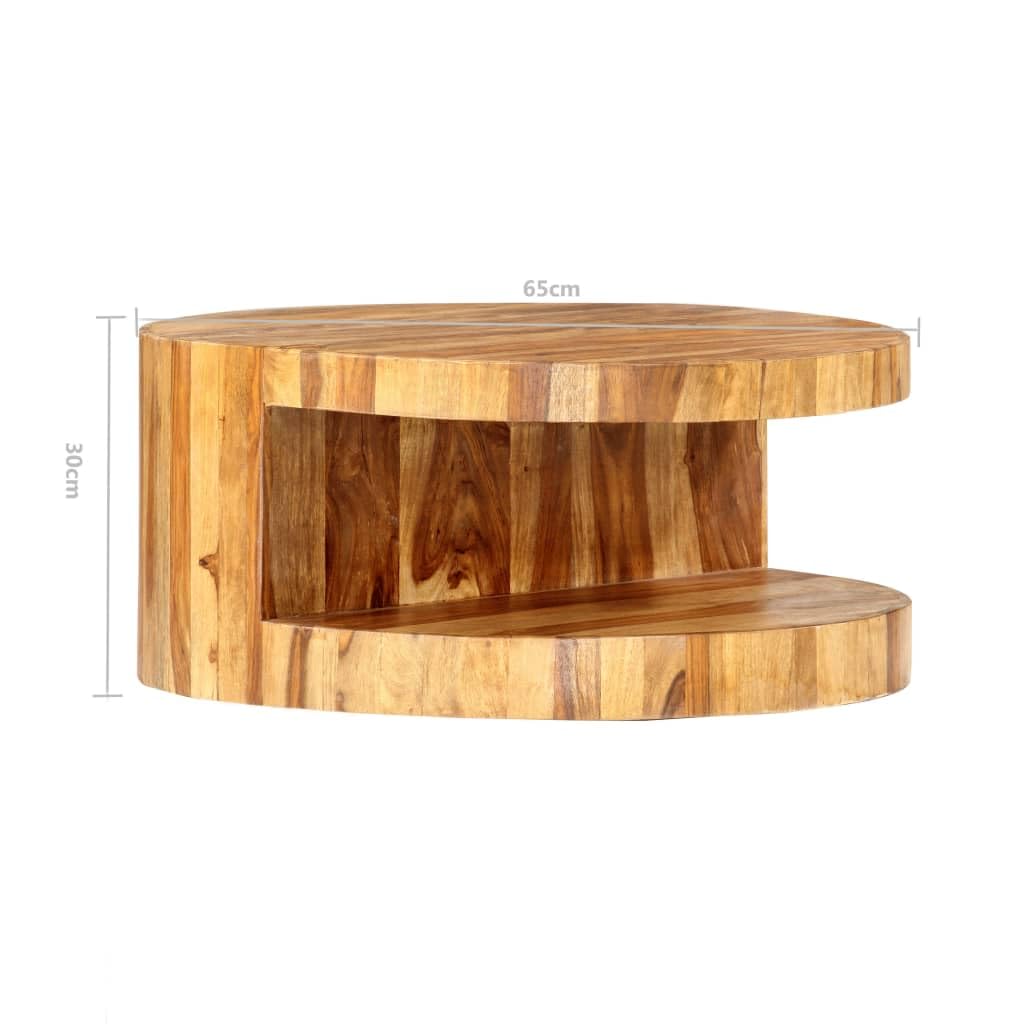 Round Coffee Table 25.6"x11.8" Solid Sheesham Wood Q233