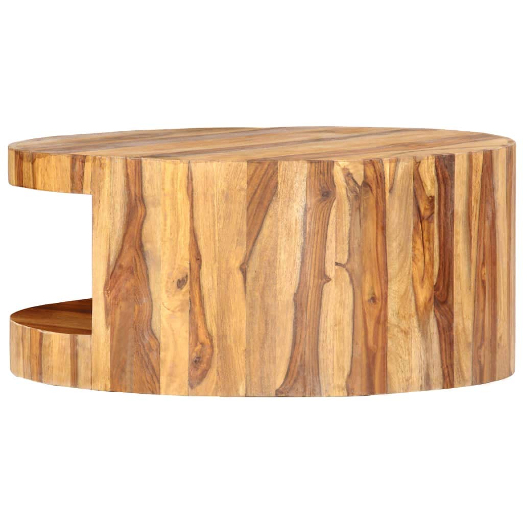 Round Coffee Table 25.6"x11.8" Solid Sheesham Wood Q233