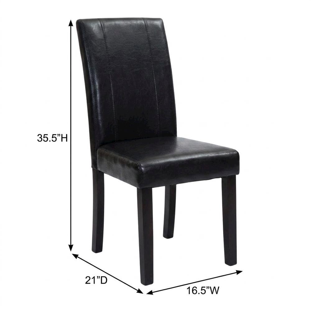 Solid Wood Faux Leather-Upholstered Dining Chairs Set of 2 Black F71460