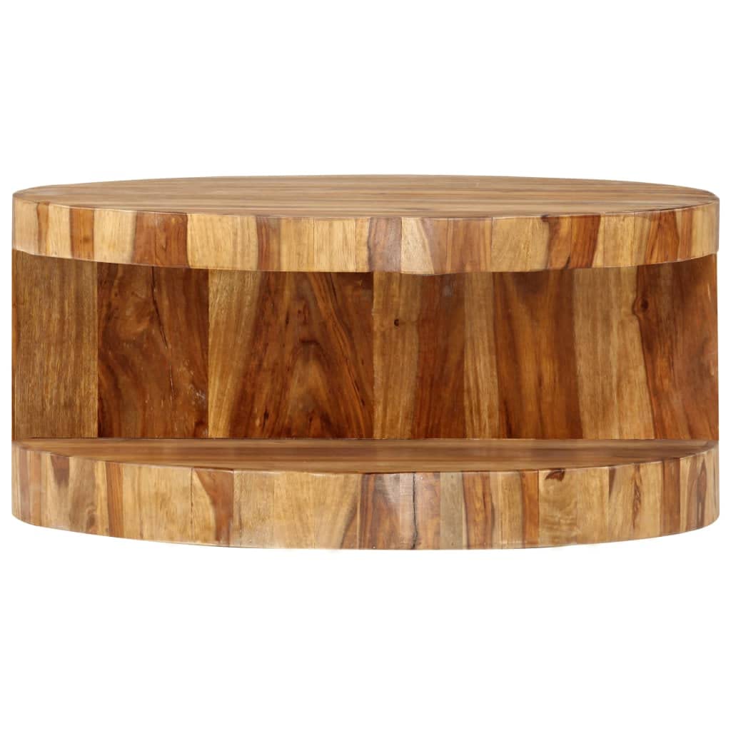 Round Coffee Table 25.6"x11.8" Solid Sheesham Wood Q233