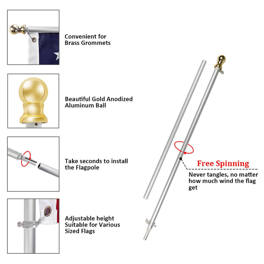 Flag Pole and Bracket Kit Brushed Aluminum Z214949