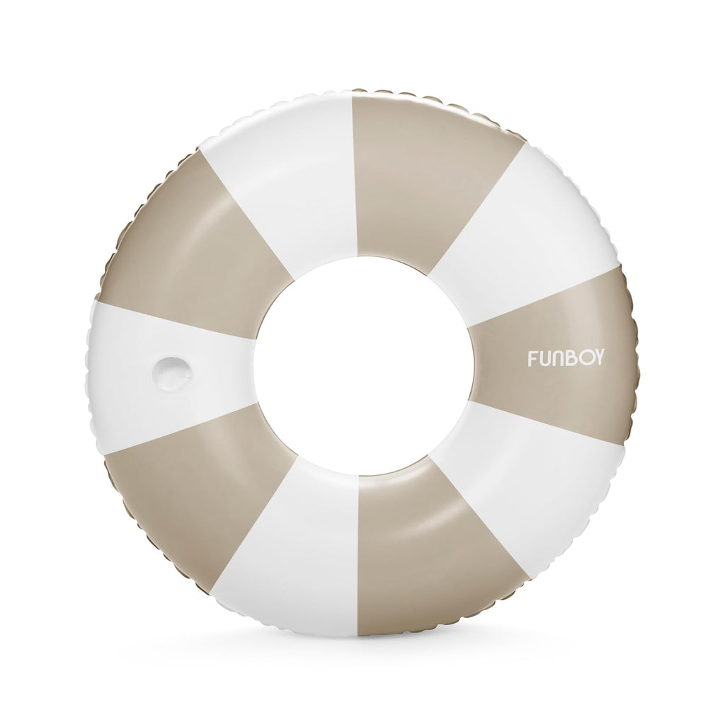 Vintage Tan Stripe Pool Tube Float with Cup Holder Y53155