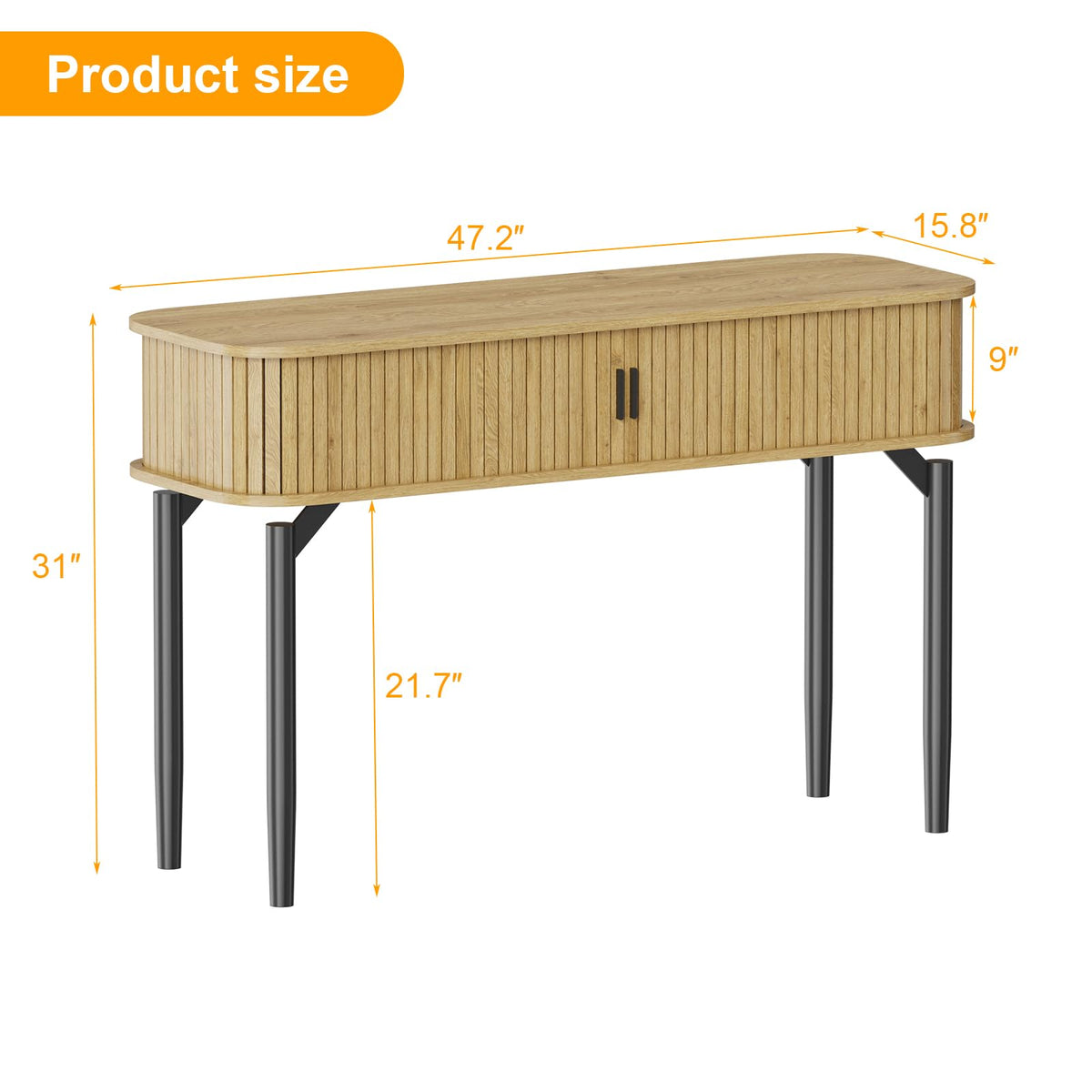 47 in Fluted Console Table with Storage F3190