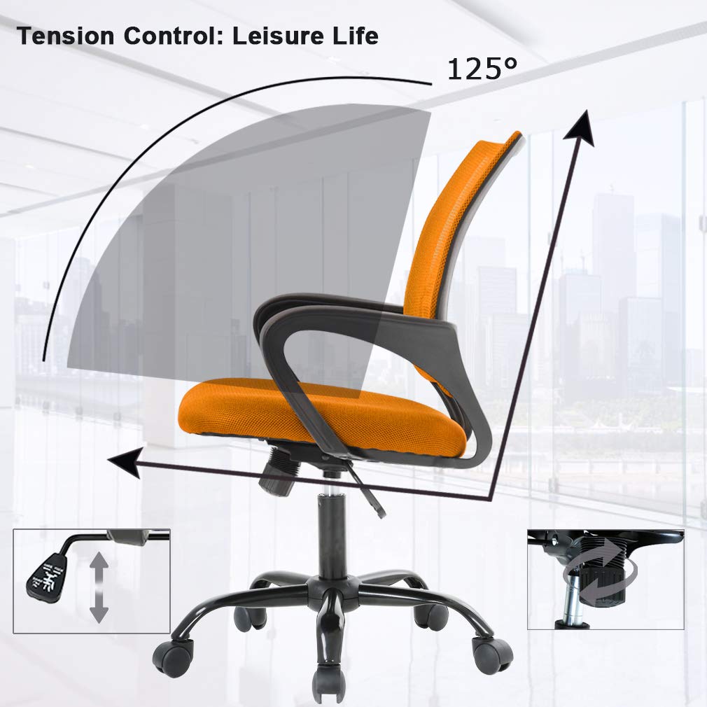 Orange Mesh Office Chair with Lumbar Support R8702