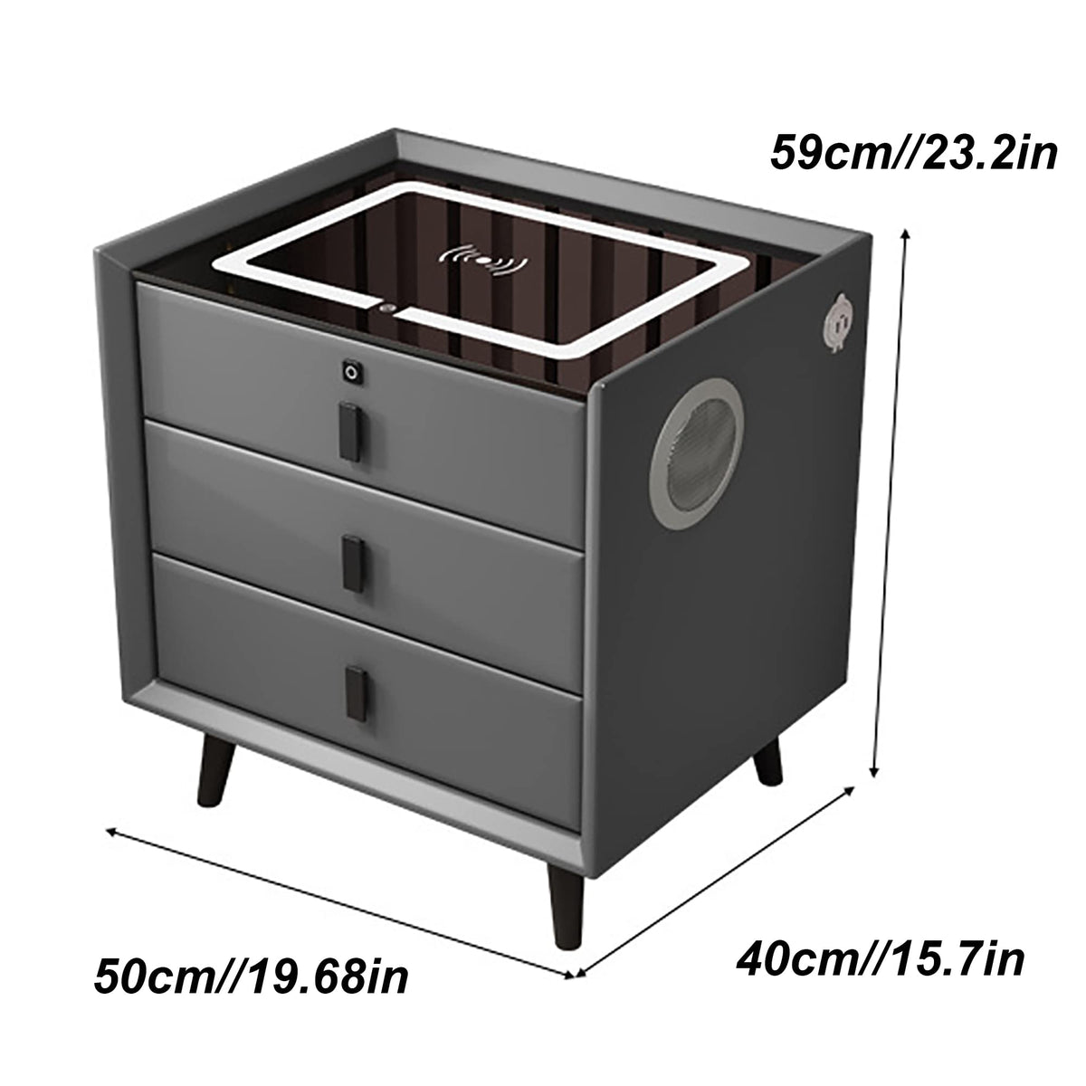 Gray Nightstands with Wireless Charging Station and USB Charging I2189