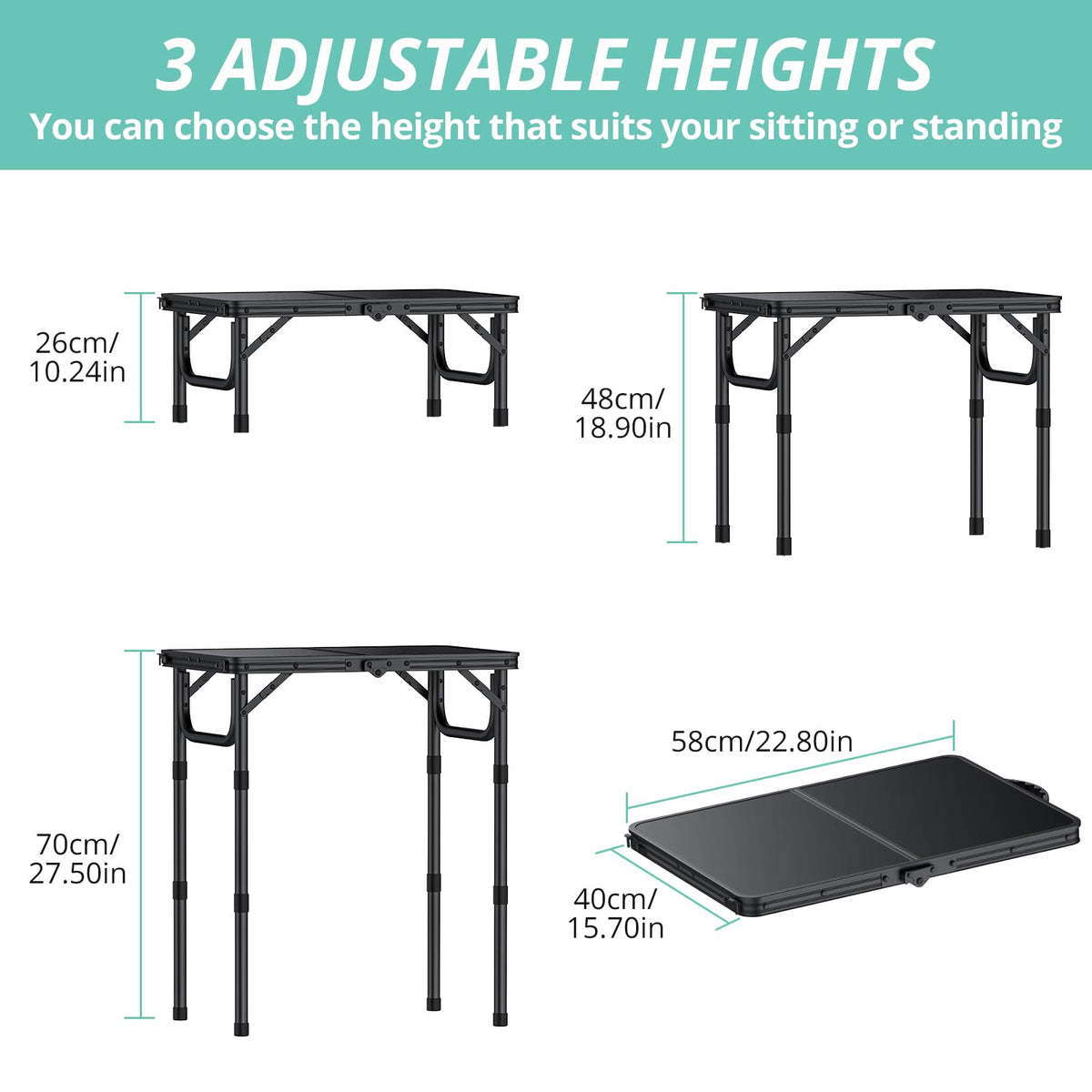 Folding Camping Table with Adjustable Height C348716