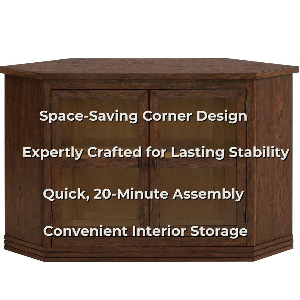 Cocoa Brown Wood and Glass Corner TV Stand N8355