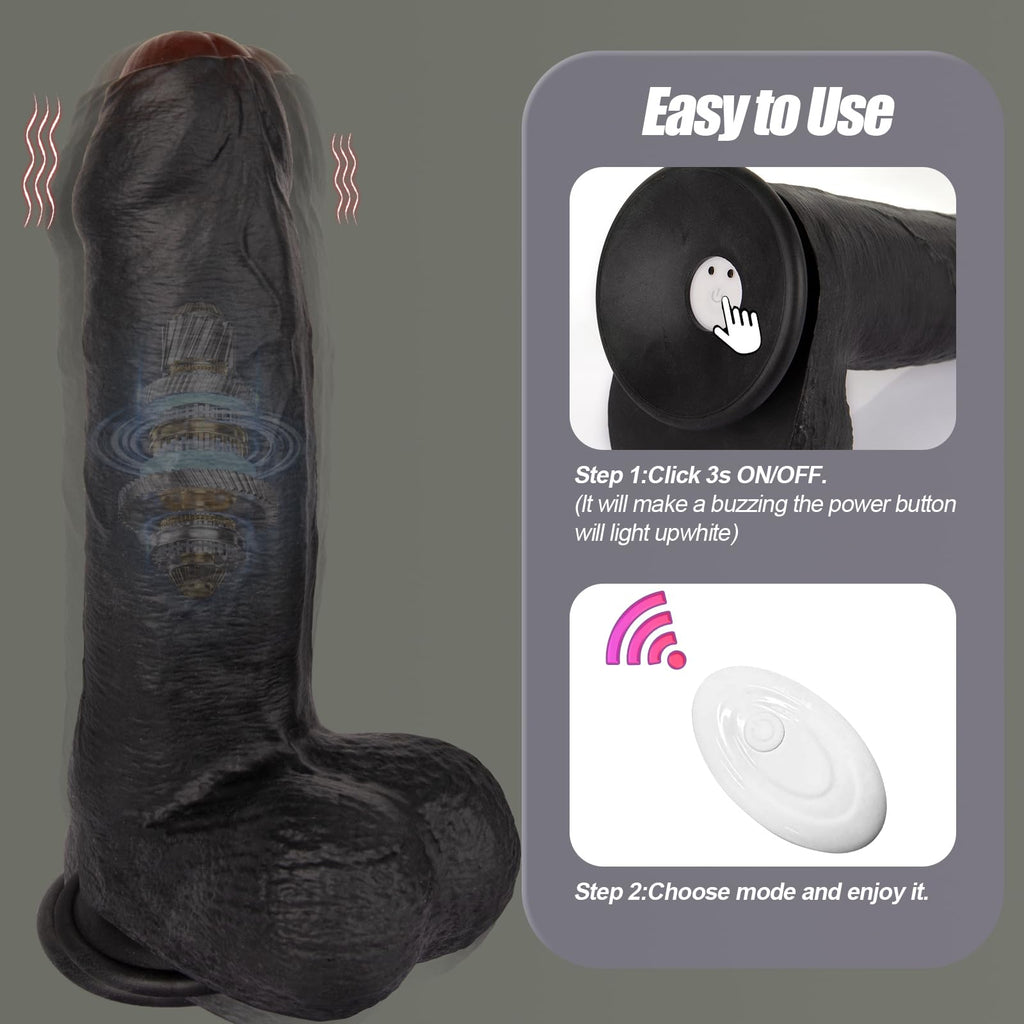 Black Realistic Dildo Vibrator W4526