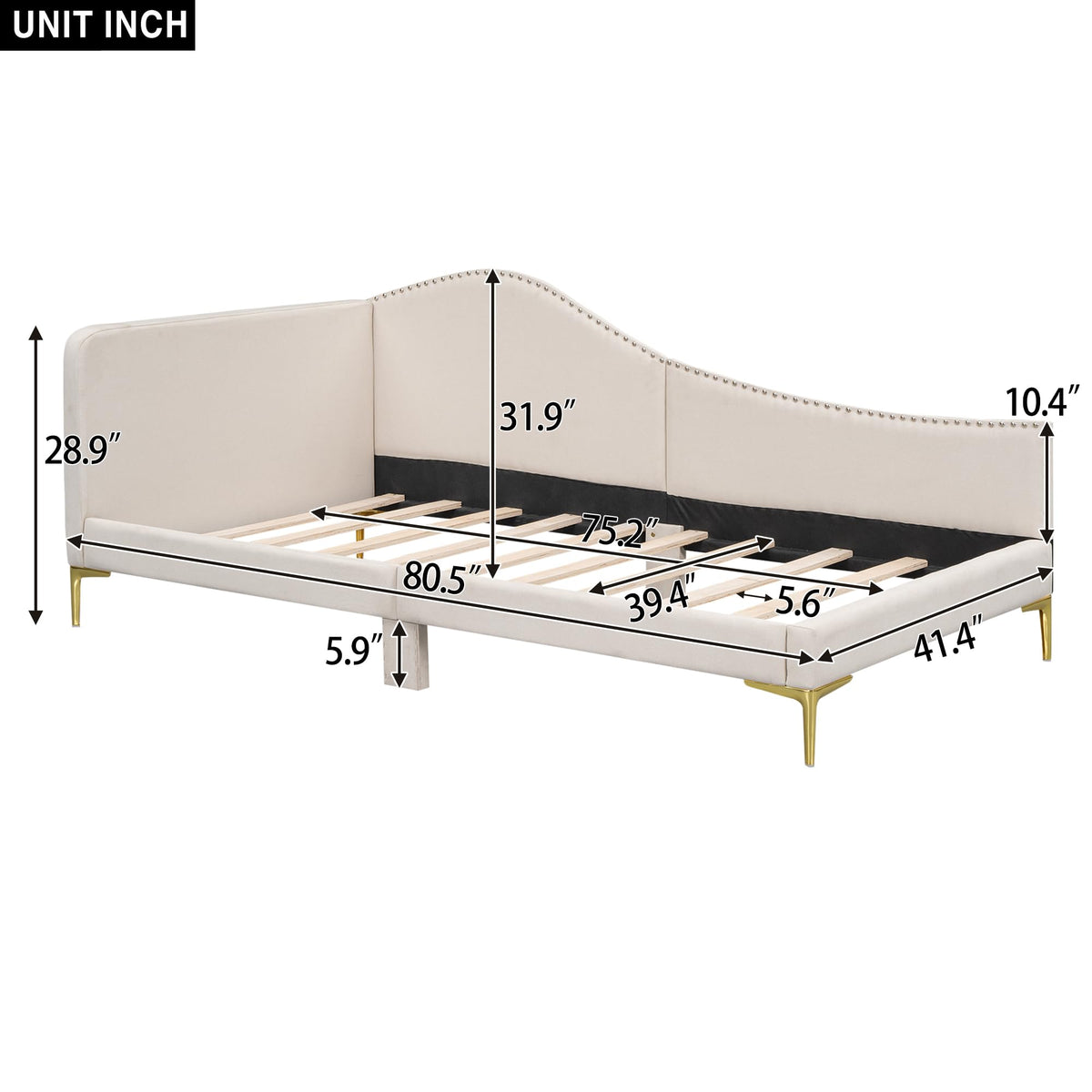 Twin Size Beige Linen Upholstered Daybed with Headboard Z529
