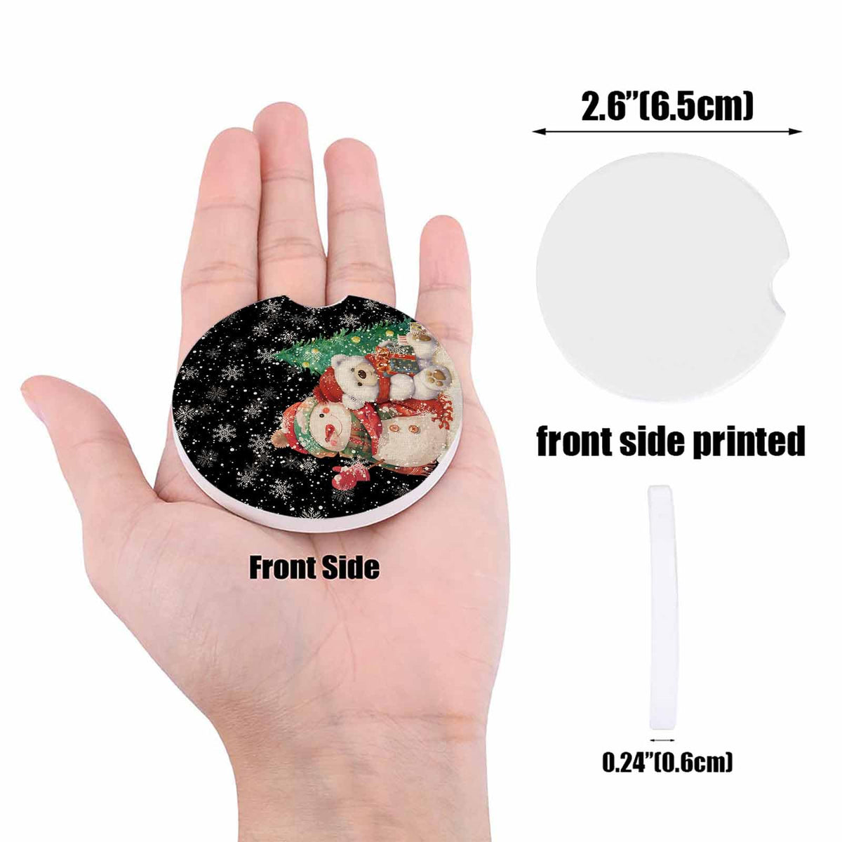 Black Ceramic Car Coasters 2 Piece Set G560