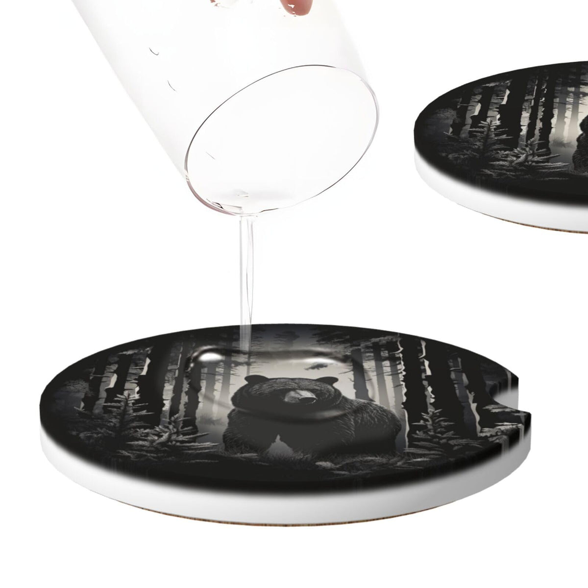 Black Bear Ceramic Car Coasters Set of 2 I659635