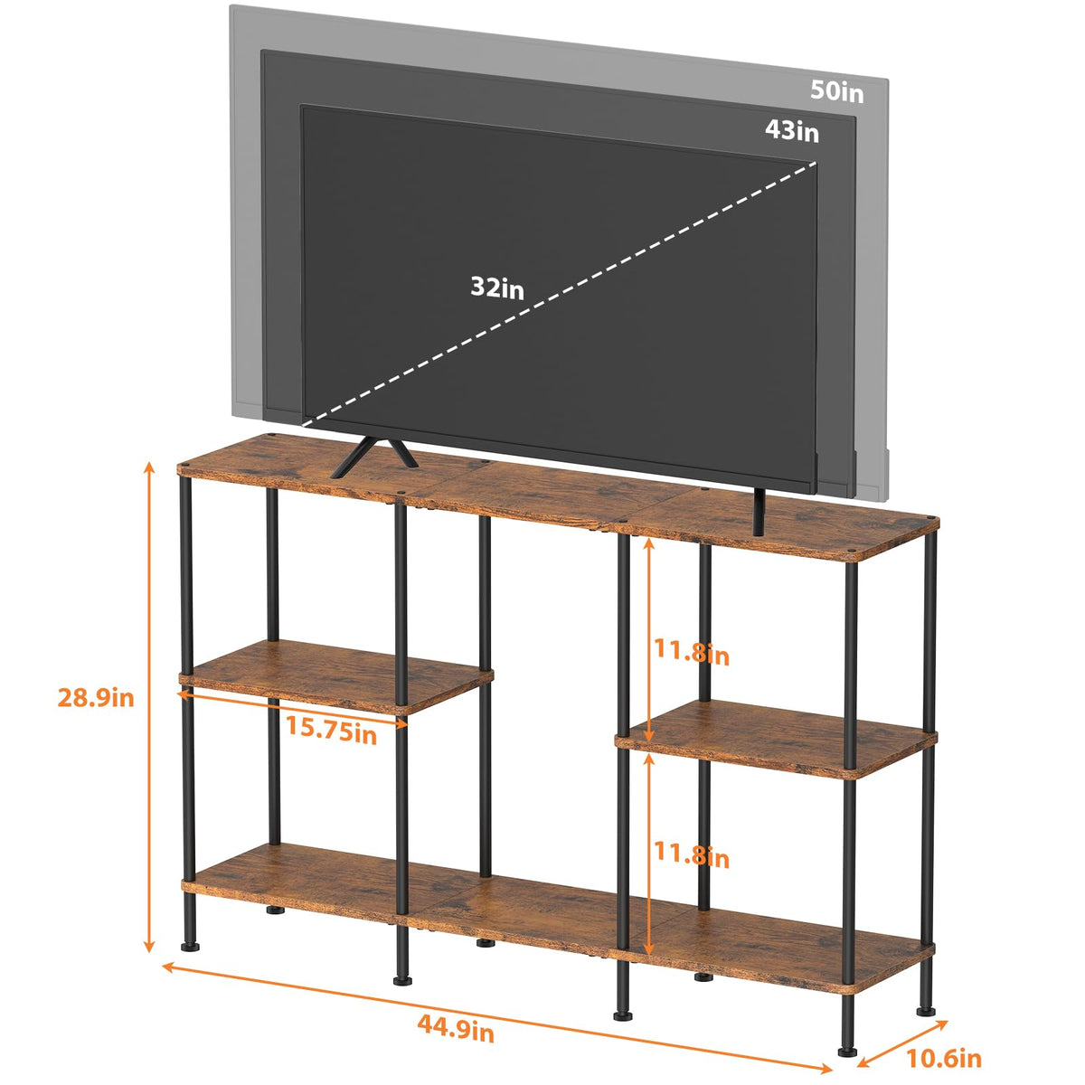 Tall 3 Tier TV Stand with Storage X3616