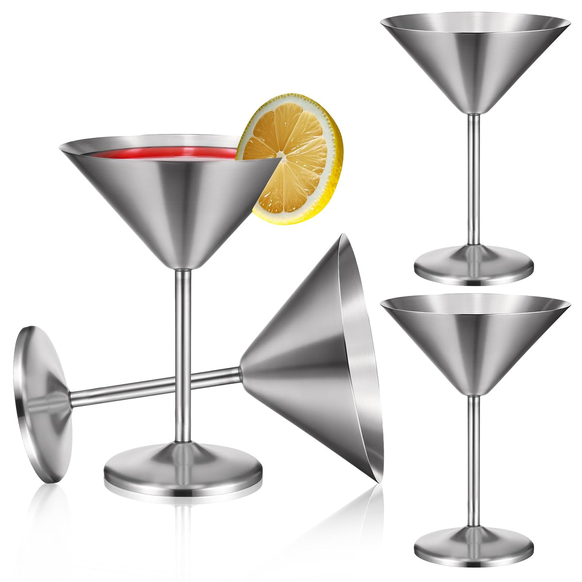 4-Pack Stainless Steel Martini Glasses 8.5oz F609267