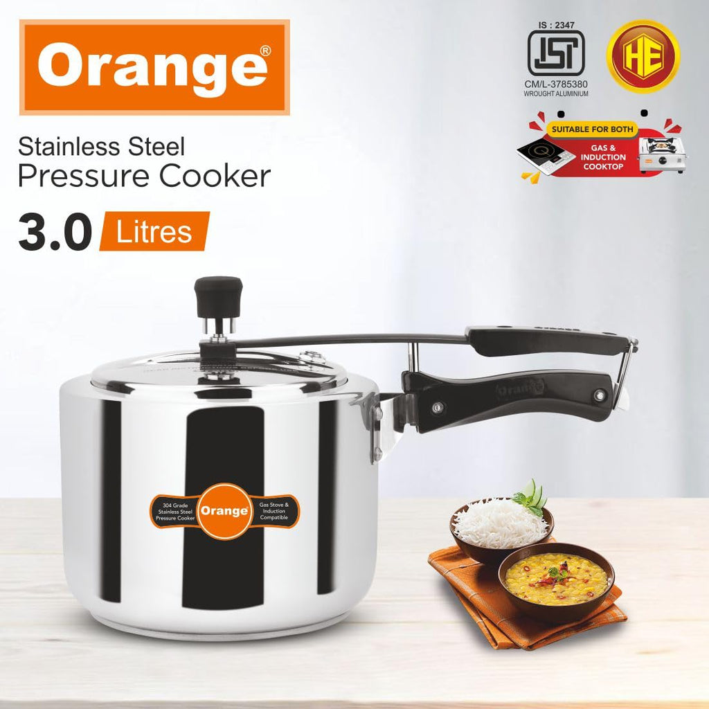 Orange Stainless Steel 3 Litre Pressure Cooker C68270
