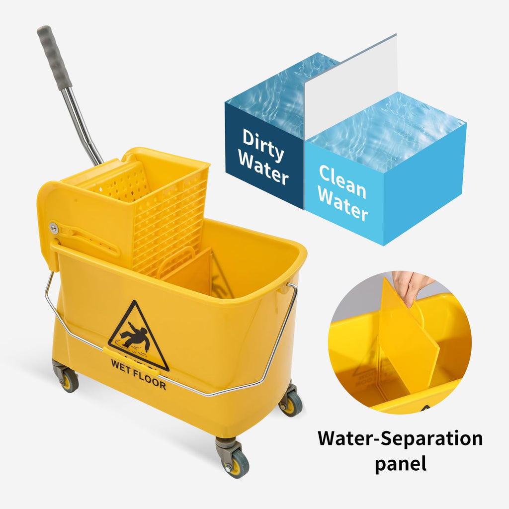 22 Quart Wheeled Mop Bucket with Wringer D937024