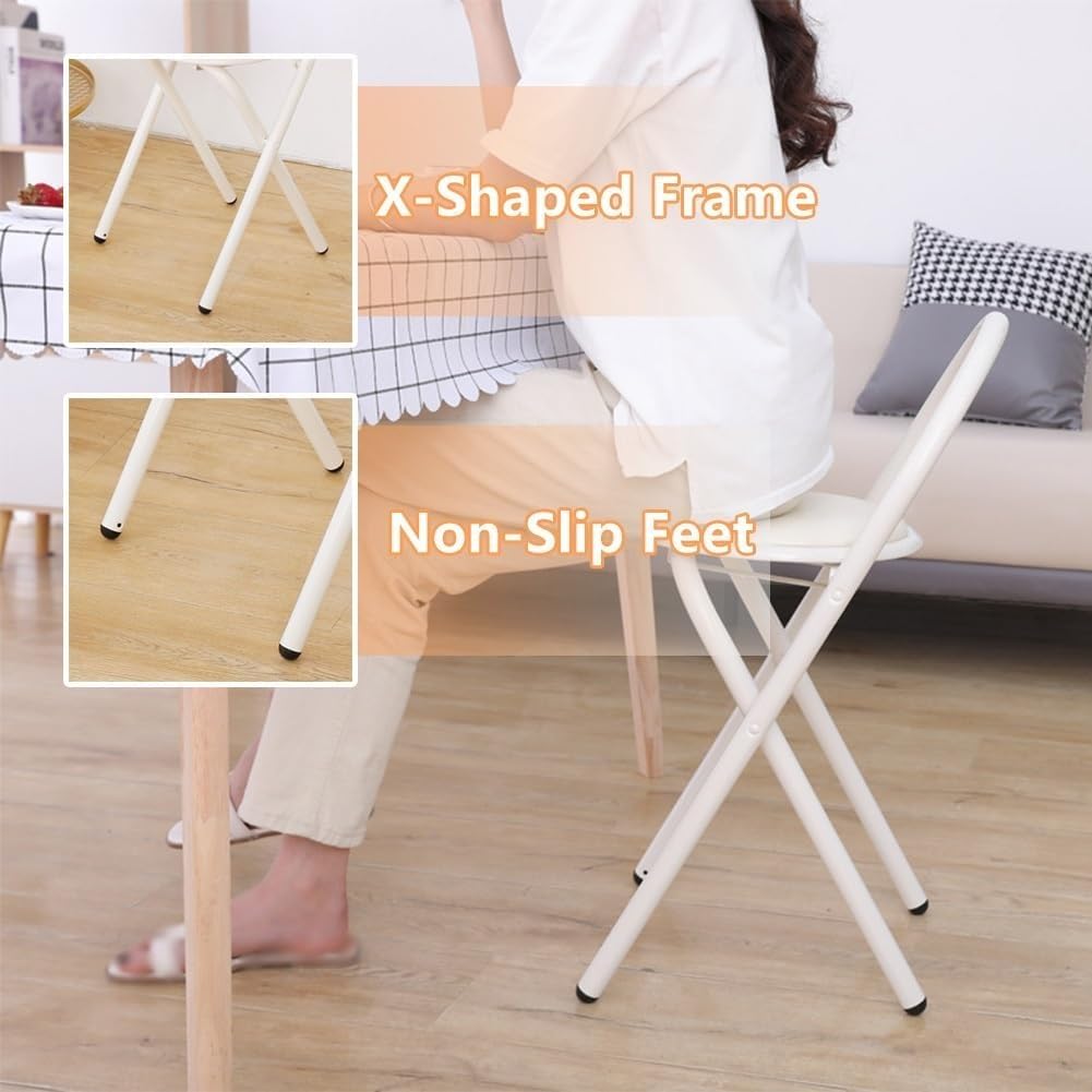 18in Padded Folding Stool with Backrest R40609