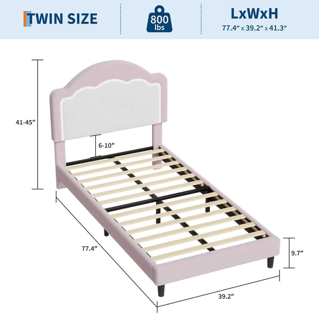 Velvet Upholstered Twin Bed Frame Y105069