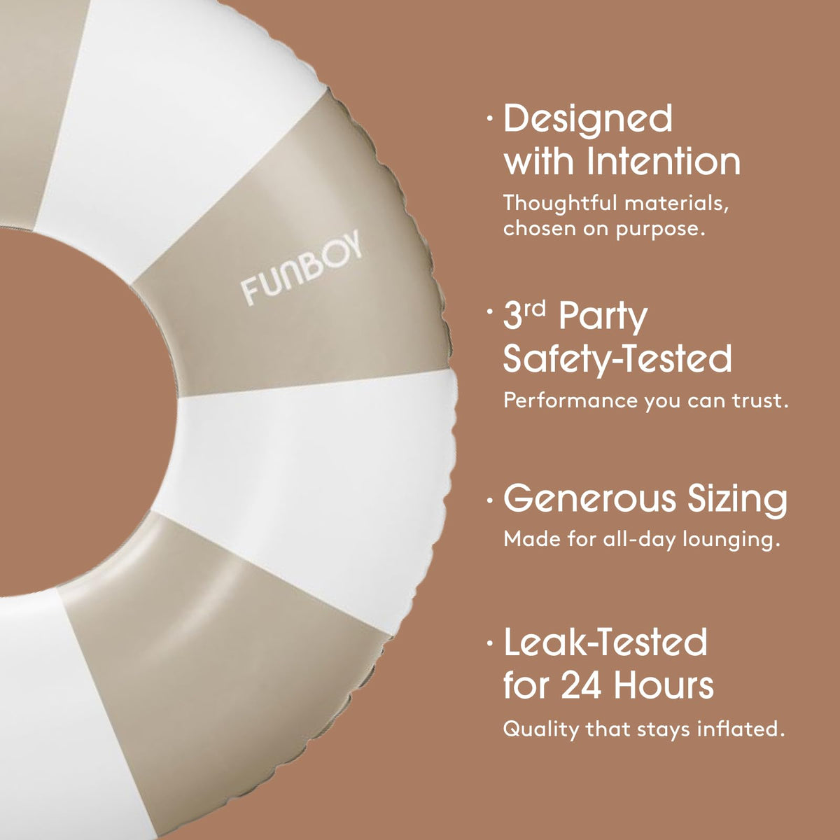 Vintage Tan Stripe Pool Tube Float with Cup Holder Y53155