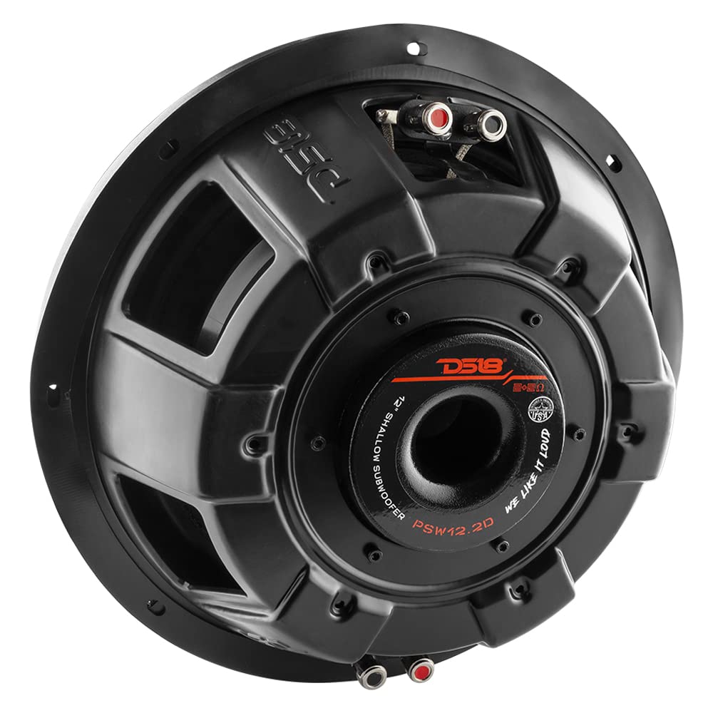 12" Shallow Mount Subwoofer 1200 Watts Max Power Dual Voice Coil 2+2 OHMS Water Resistant Y233