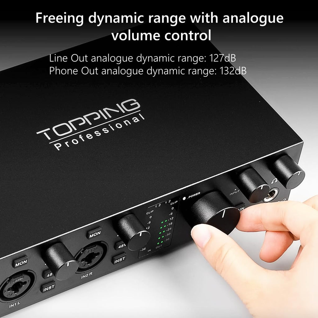 USB Audio Interface with 48V Phantom Power, Black Q56921