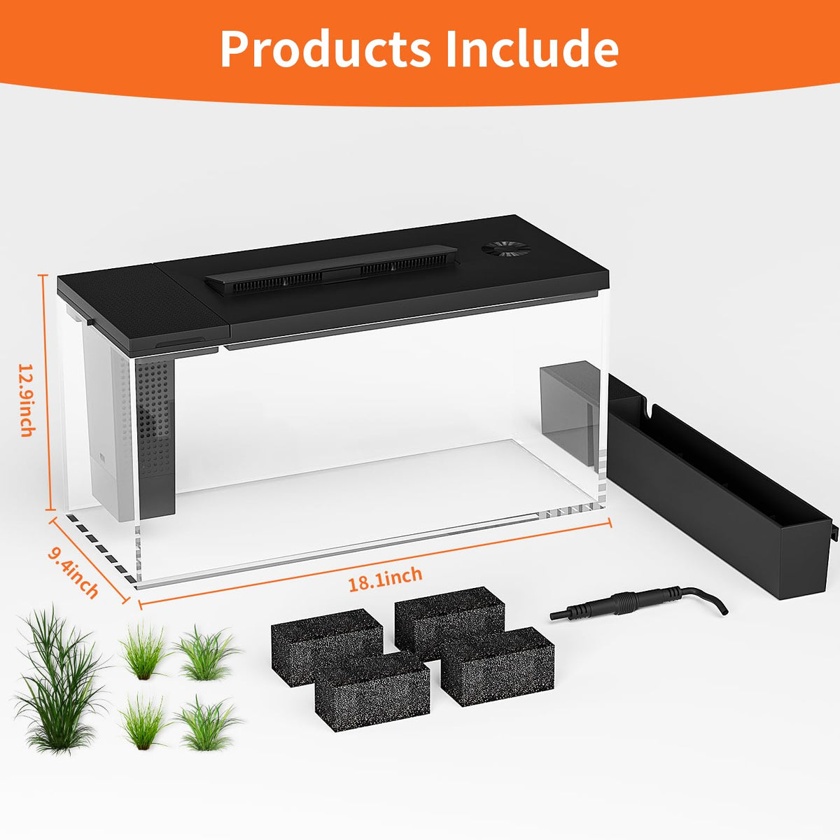 3.7 Gallon Betta Fish Tank Kit with Filter Light Water Pump C607520