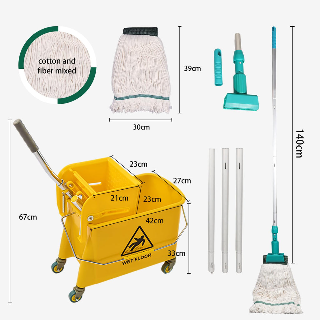 22 Quart Wheeled Mop Bucket with Wringer D937024