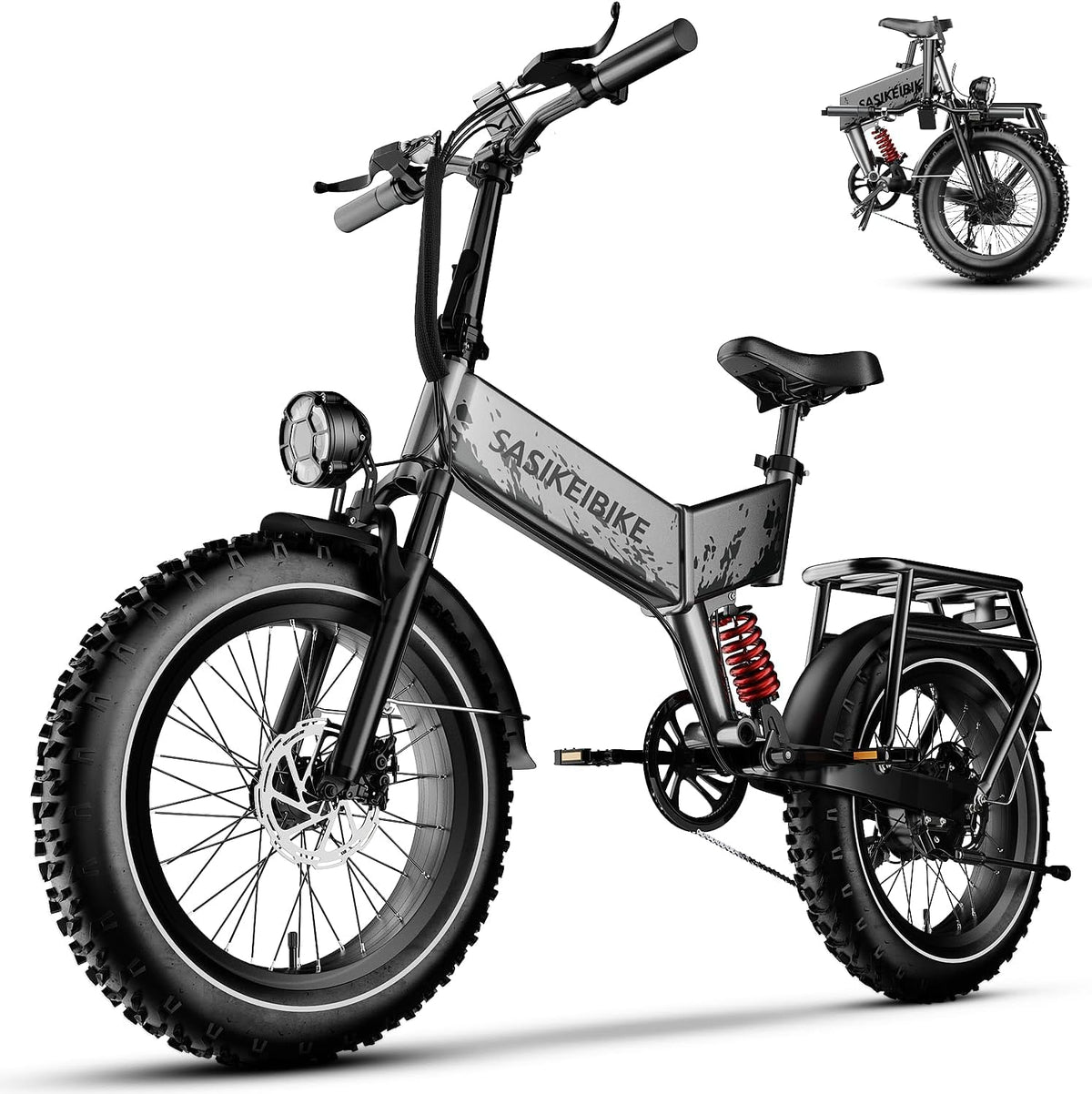 1500W Folding Electric Bike with 52V 20AH Removable Battery, 20" x4.0 Fat Tire C63311