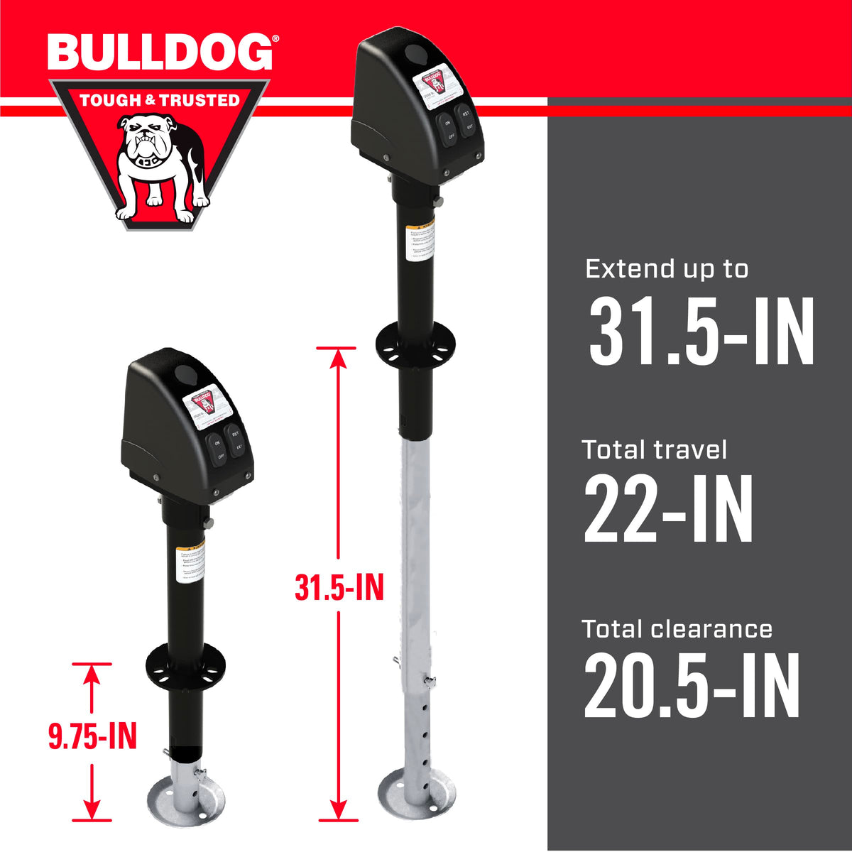 Powered Trailer Jack, A-Frame, 3,500 lbs. Lift Capacity, Bolt-On, 14 Inch Travel H3180