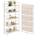 Folding Bookshelf 5 Tiers No Assembly Beige A39174