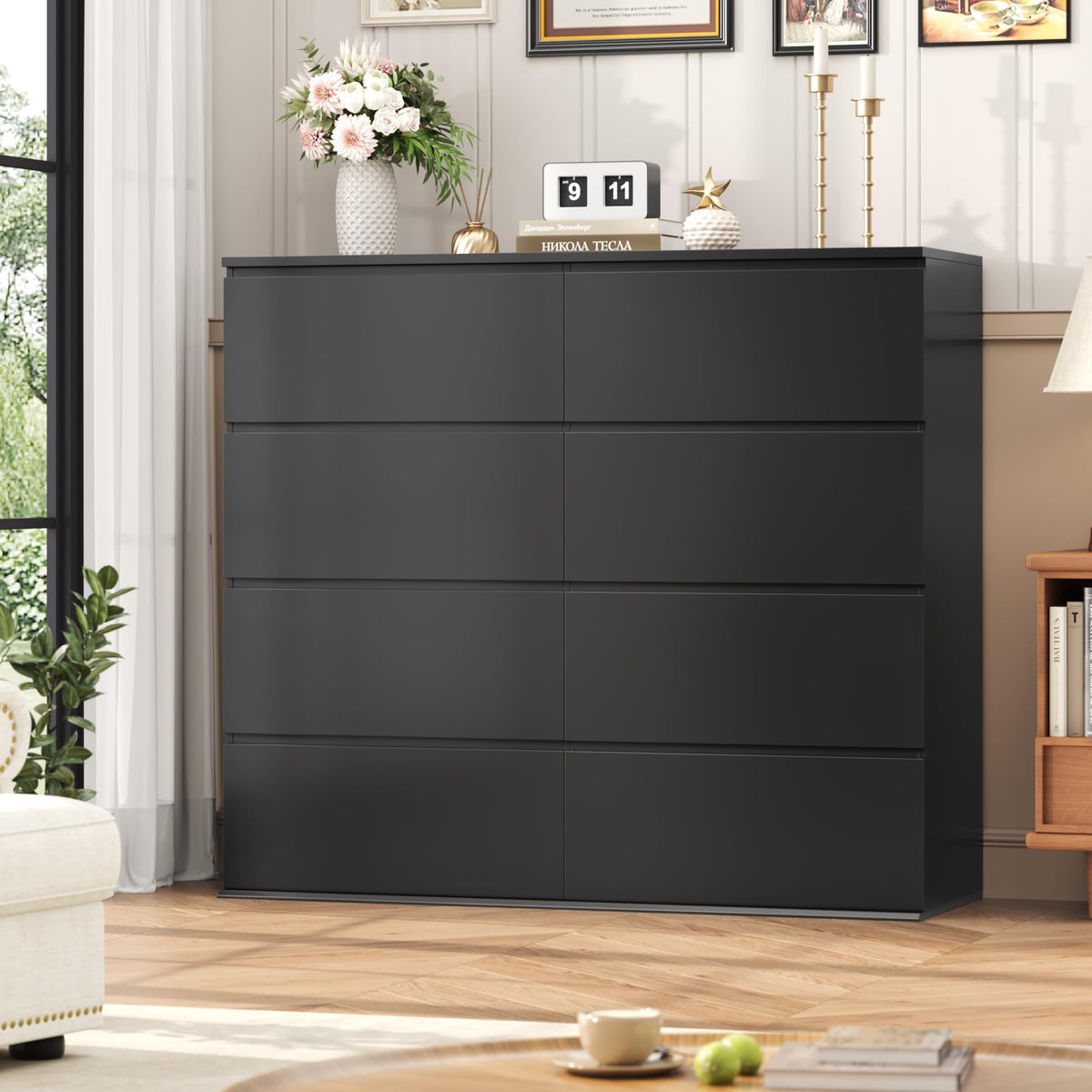 Black 8 Drawer Dresser H215