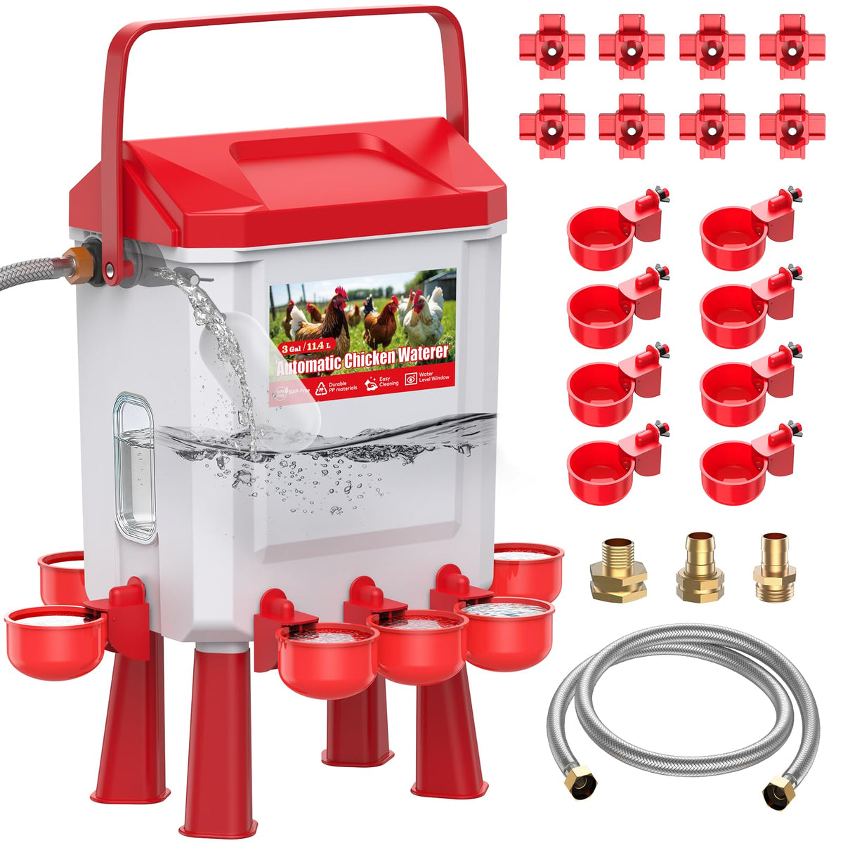 Automatic Chicken Waterer with Float Valve, 3 Gallons B550