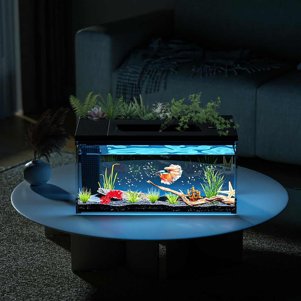 3.7 Gallon Betta Fish Tank Kit with Filter Light Water Pump C607520