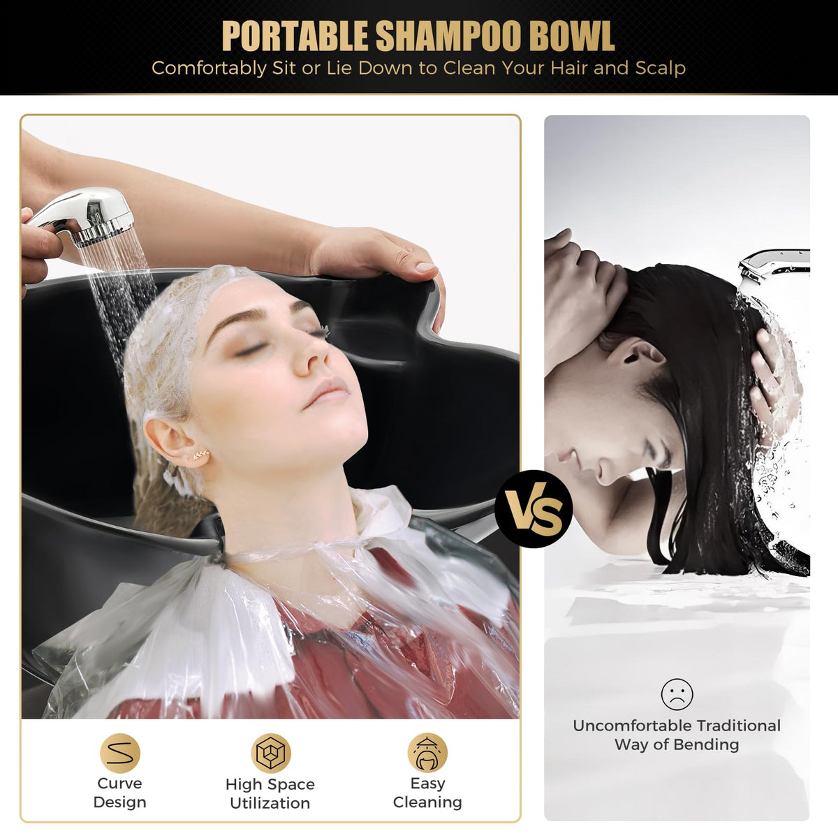 Portable Shampoo Bowl Hair Washing Sink with Electric Pump and 2 Water Tanks Y555365