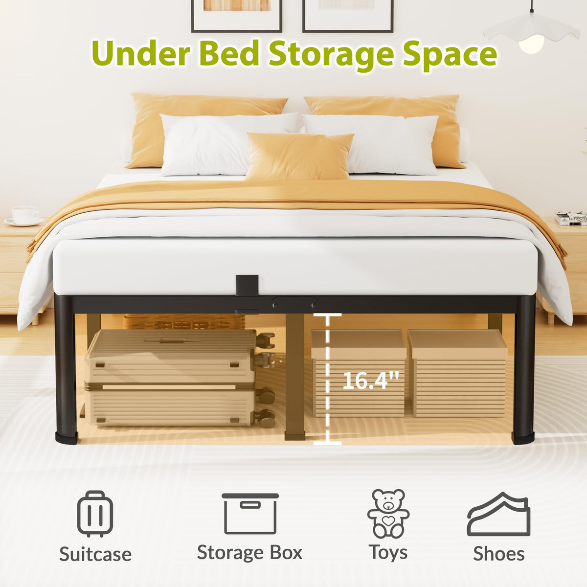 18 Inch Queen Size Metal Platform Bed Frame N339736