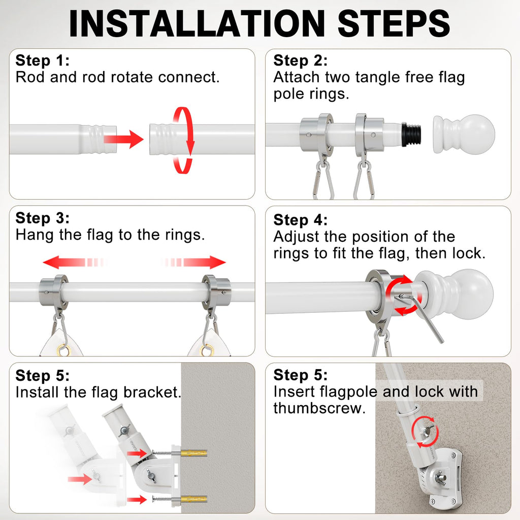 6 Ft Stainless Steel Adjustable Flag Pole Kit Q263