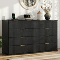 Black 8 Drawer Fluted Wood Dresser with Power Outlet C174