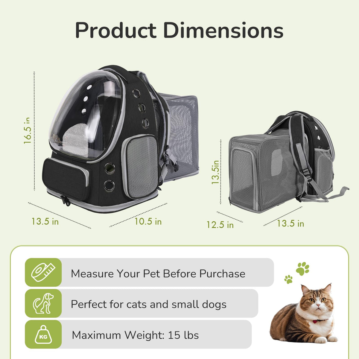 Black Expandable Cat Backpack Carrier E991