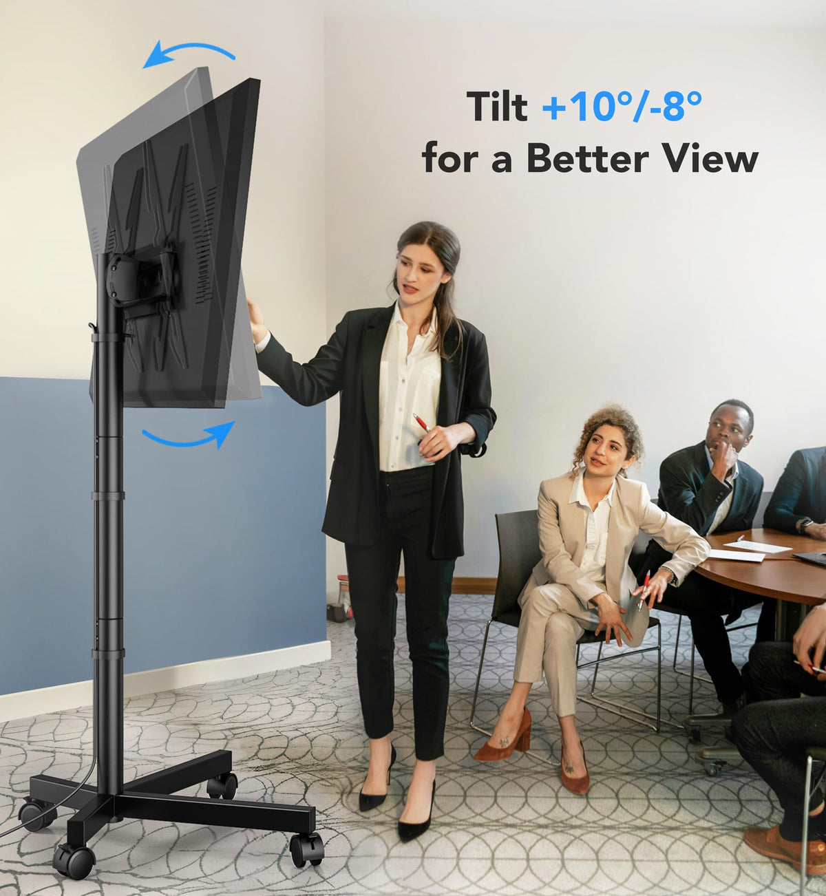 Mobile TV Cart Stand with Wheels, Height Adjustable, Holds up to 88 lbs M379