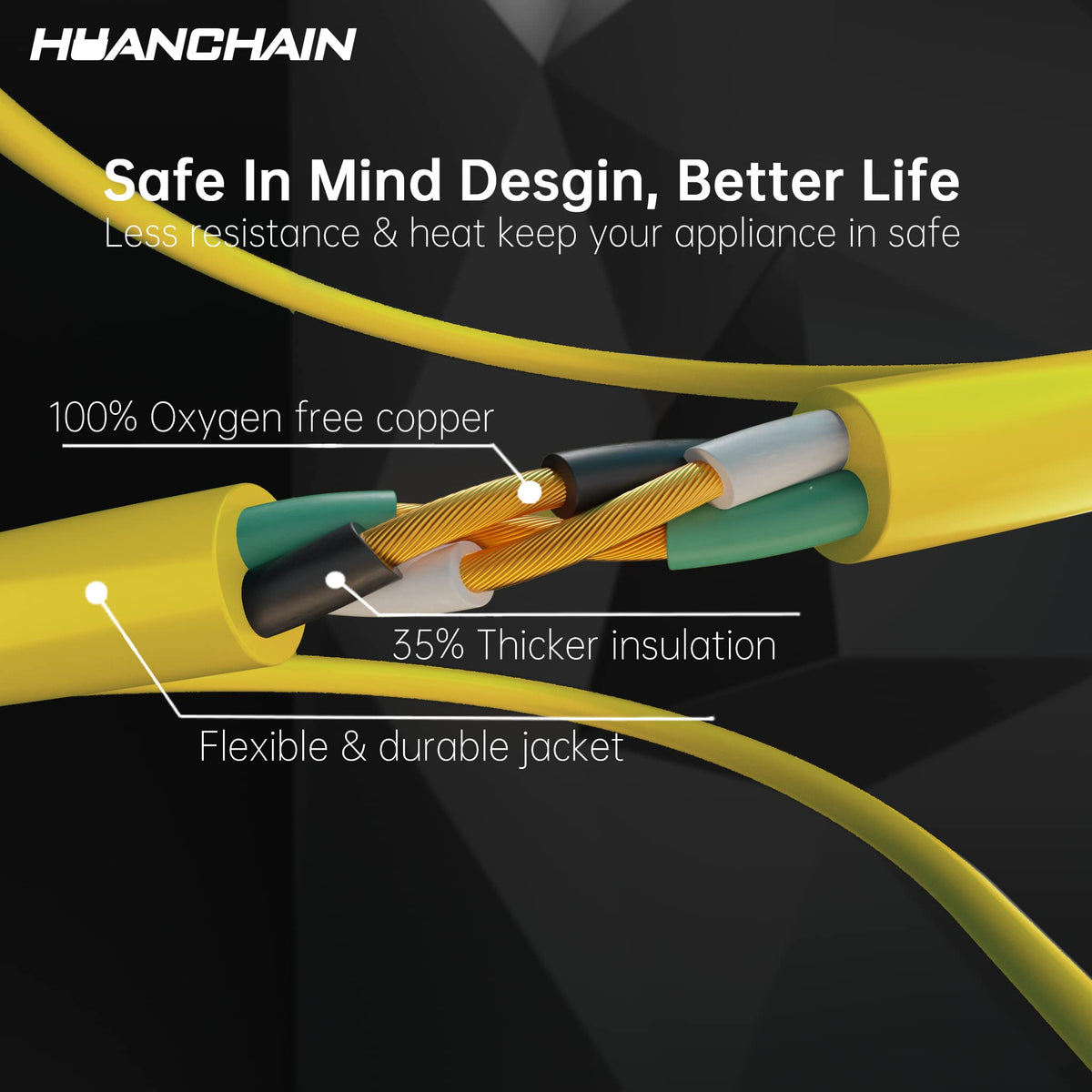 Yellow Indoor Outdoor Extension Cord 100 FT 16/3 Gauge N23388