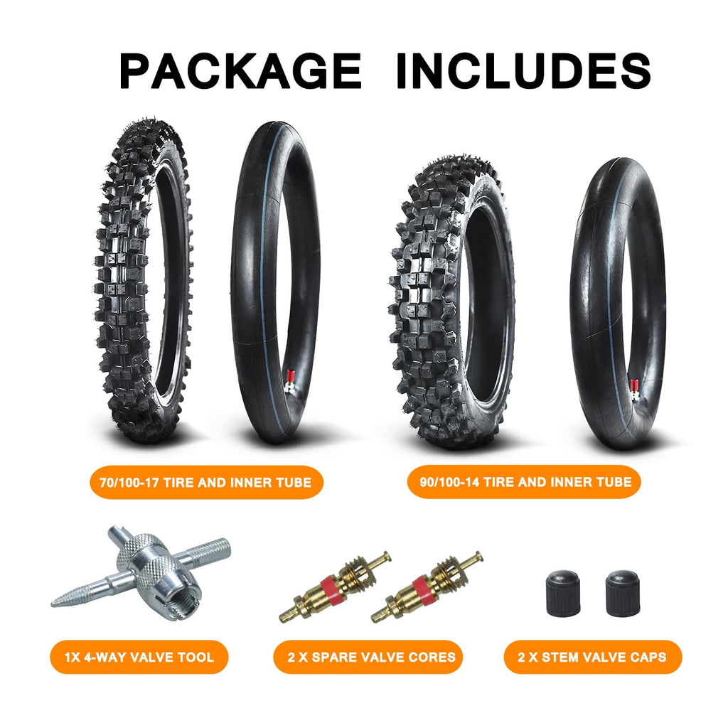 90/100-14 3.00-14 70/100-17 2.75-17 Tire and Inner Tube J74966
