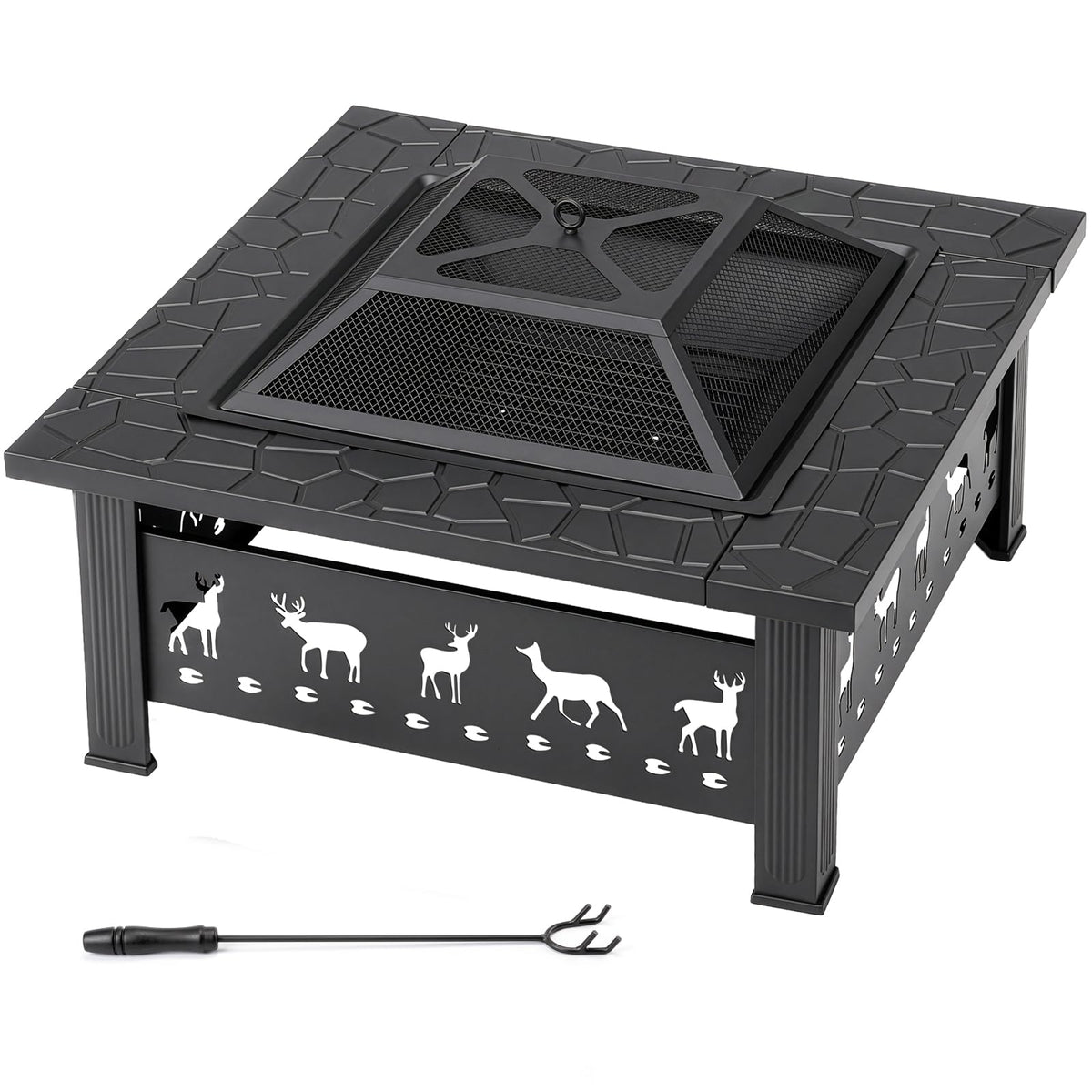 32 Inch Square Wood Burning Fire Pit Table Z51806