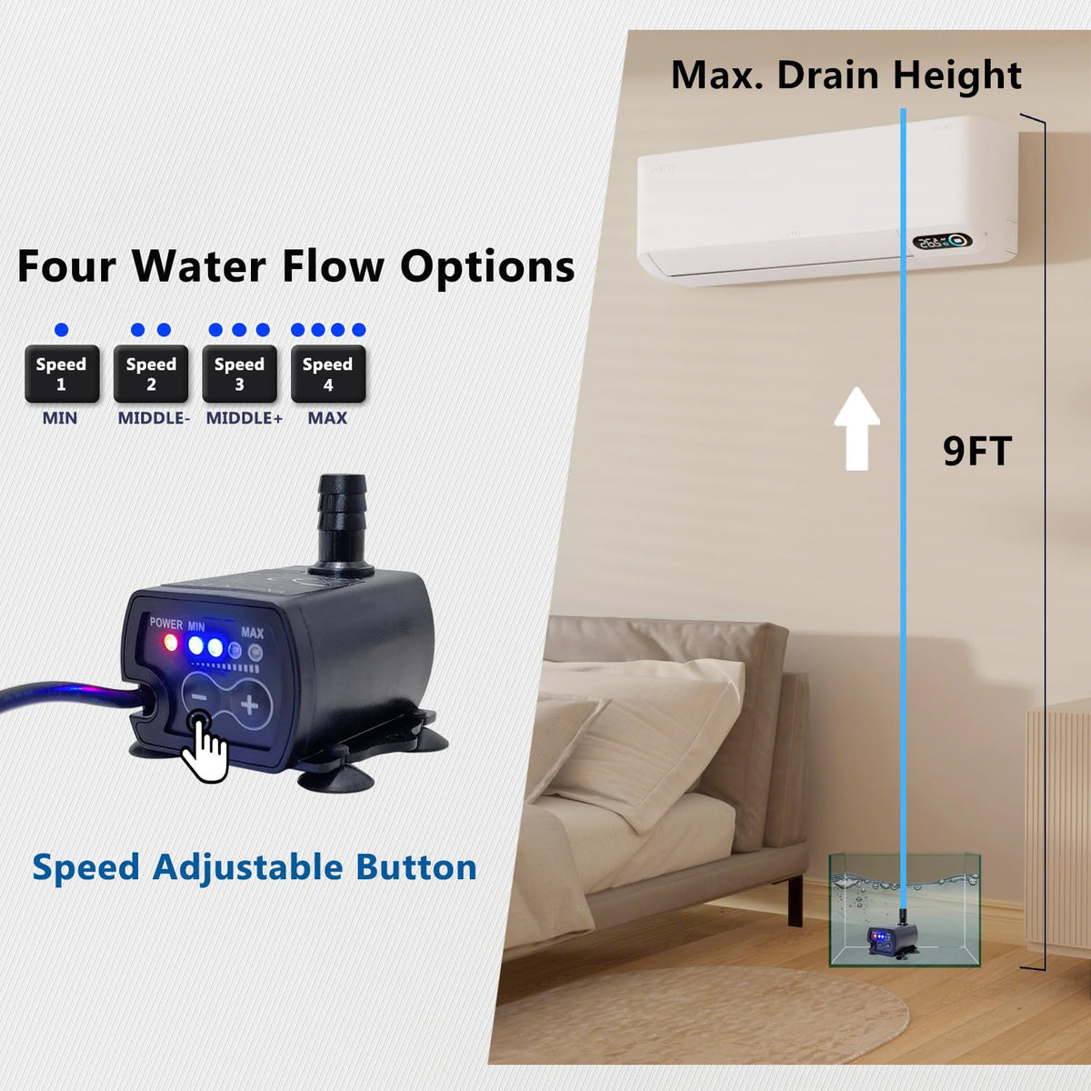 Aquarium Auto Top Off System with 4 Level Flow Control Pump S33663