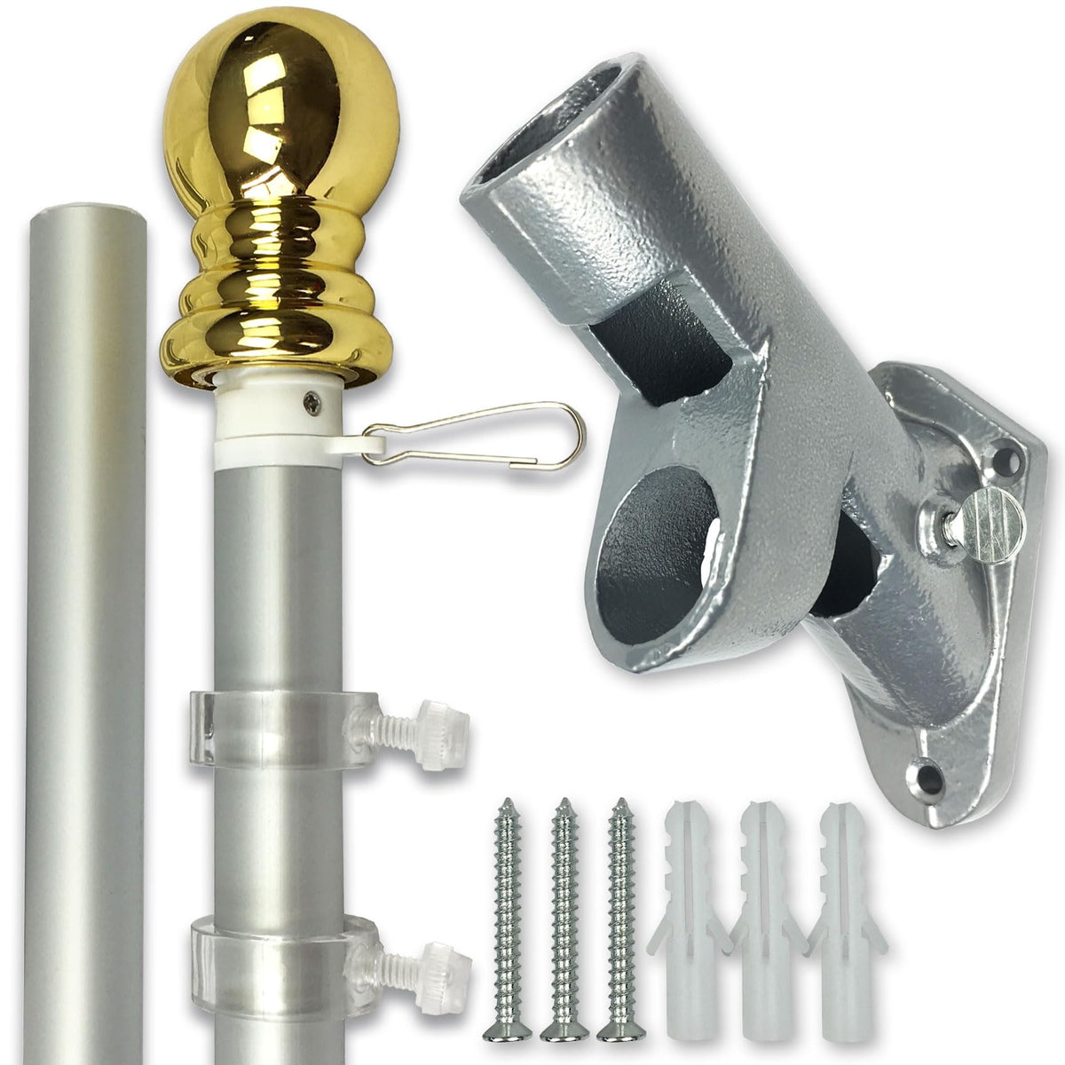 Flag Pole and Bracket Kit Brushed Aluminum Z214949
