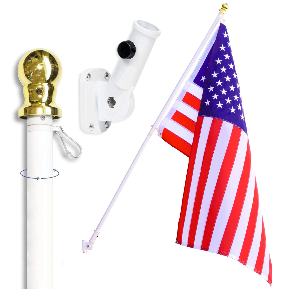 3x5' Flag Pole Kit with Flag and Mount H596