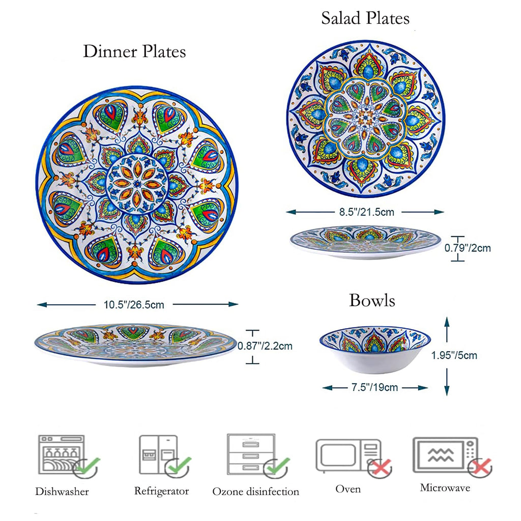 12 Pcs Melamine Dinnerware Set U625397